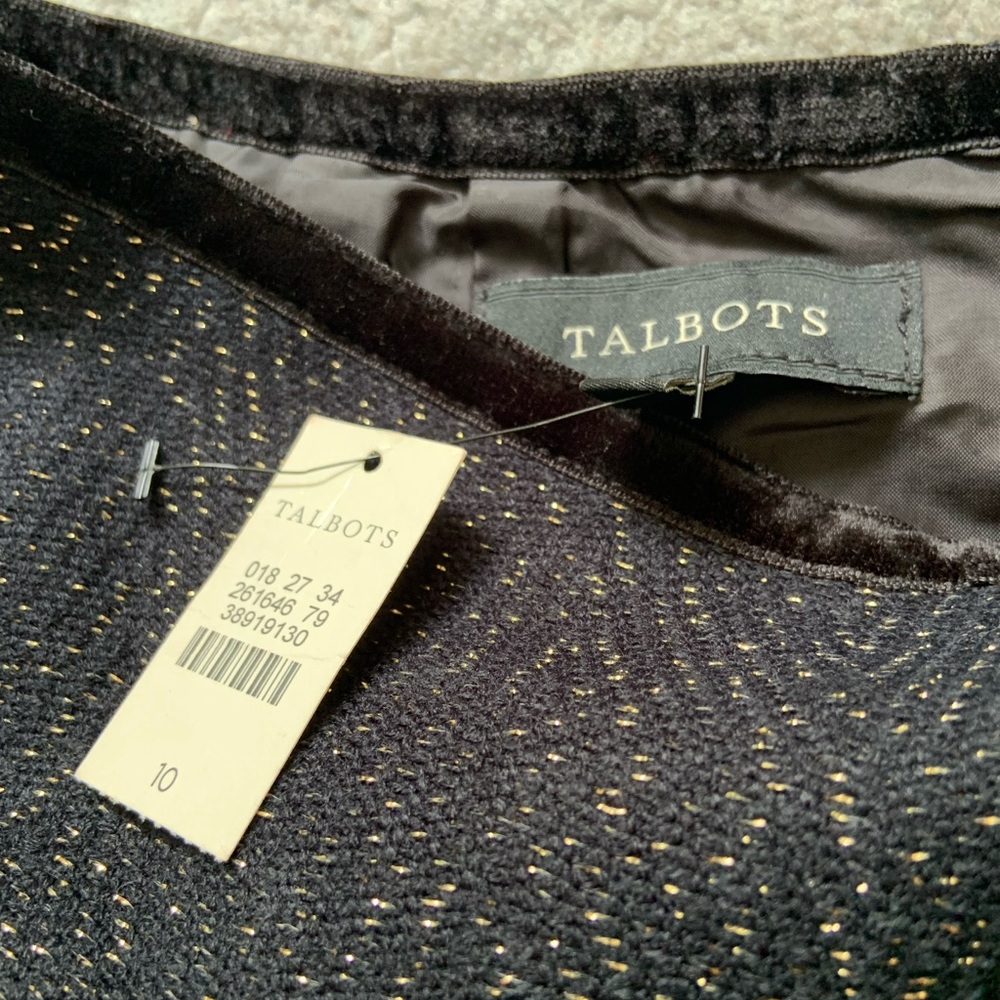 Talbots NWT Black and Gold Speckled Midi Skirt - Picture 5 of 6